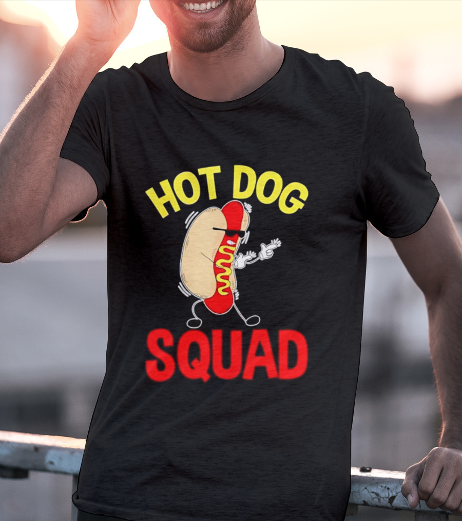 Hot Dog Squad Funny Cartoon Mustard Enthusiasts T-Shirt
