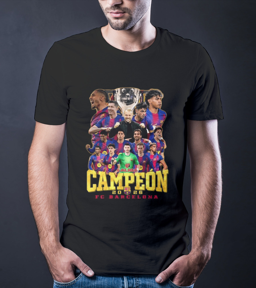 Laliga Campeón 2026 FC Barcelona Players Celebration T-Shirt