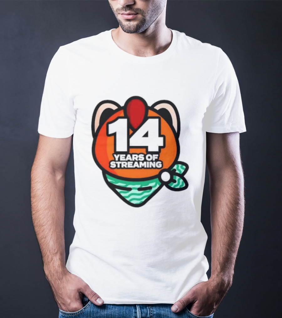 14 Years Of Streaming Cat Ear Design With Bandana T-Shirt