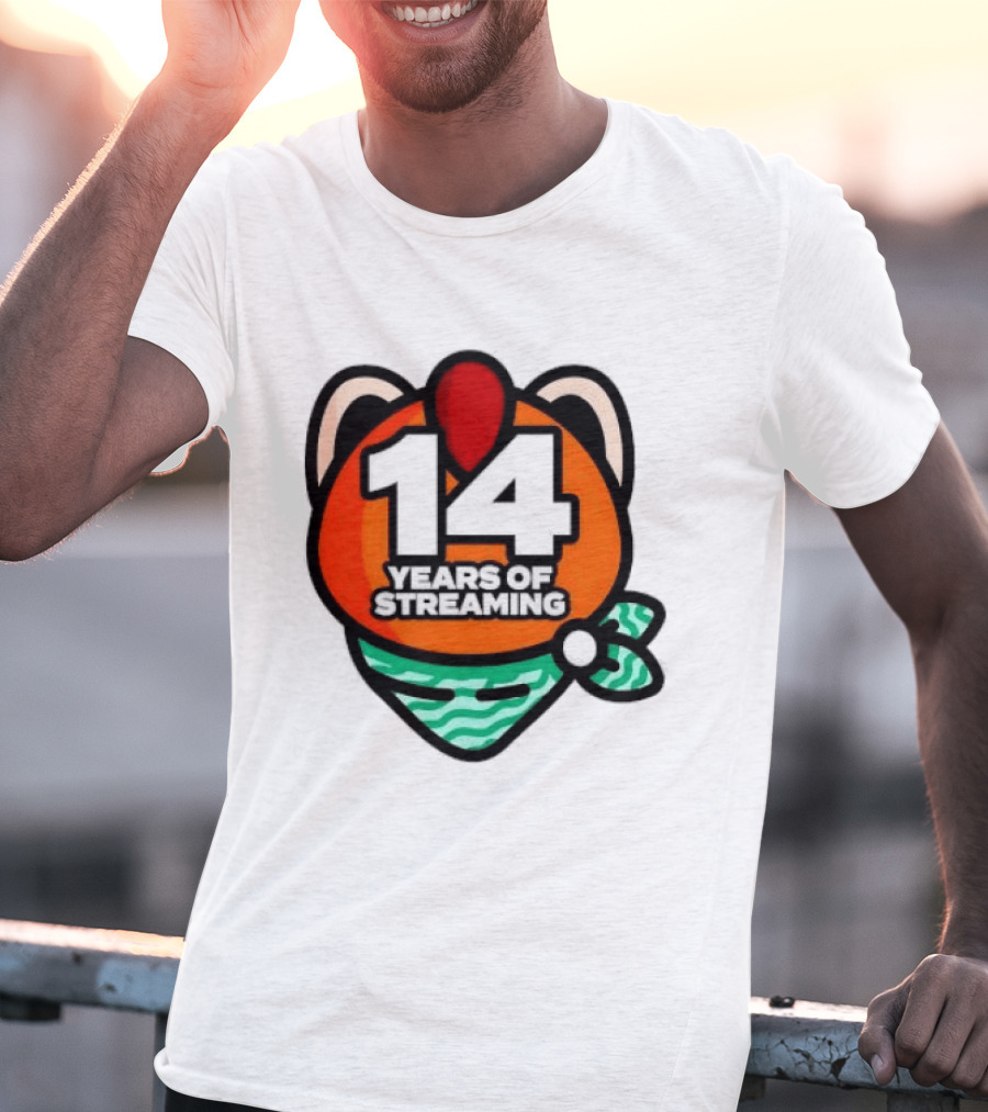 14 Years Of Streaming Cat Ear Design With Bandana T-Shirt