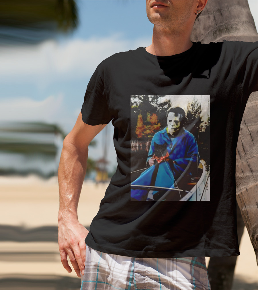 Michael Myers Lake Fishing With Cat In Boat T-Shirt