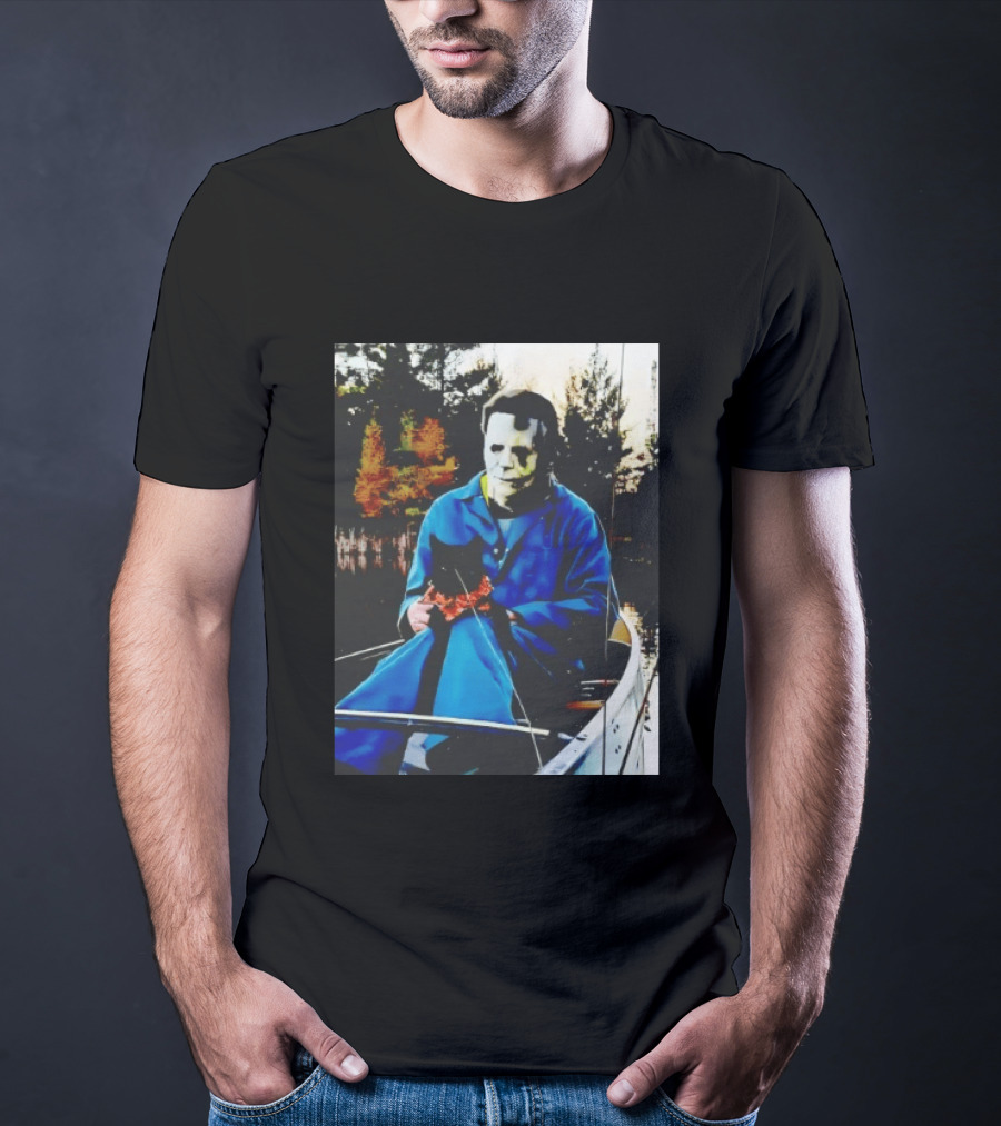 Michael Myers Lake Fishing With Cat In Boat T-Shirt