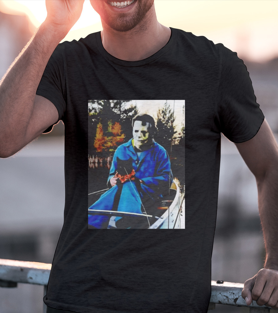 Michael Myers Lake Fishing With Cat In Boat T-Shirt