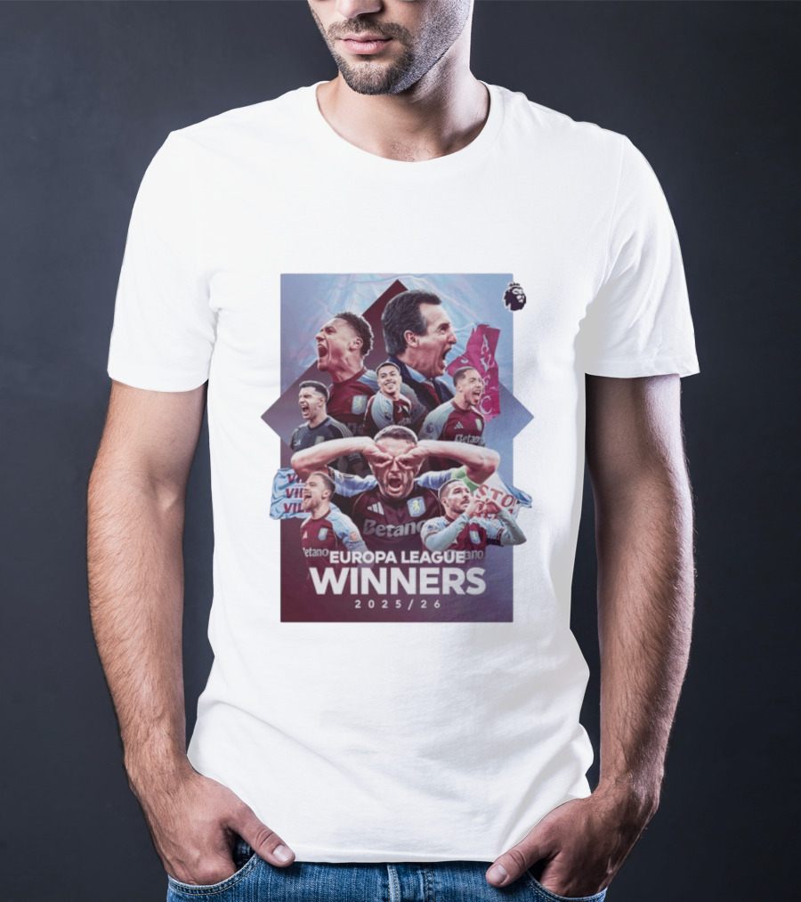 Aston Villa Europa League Champions 2025 2026 Betano Premier League T-Shirt