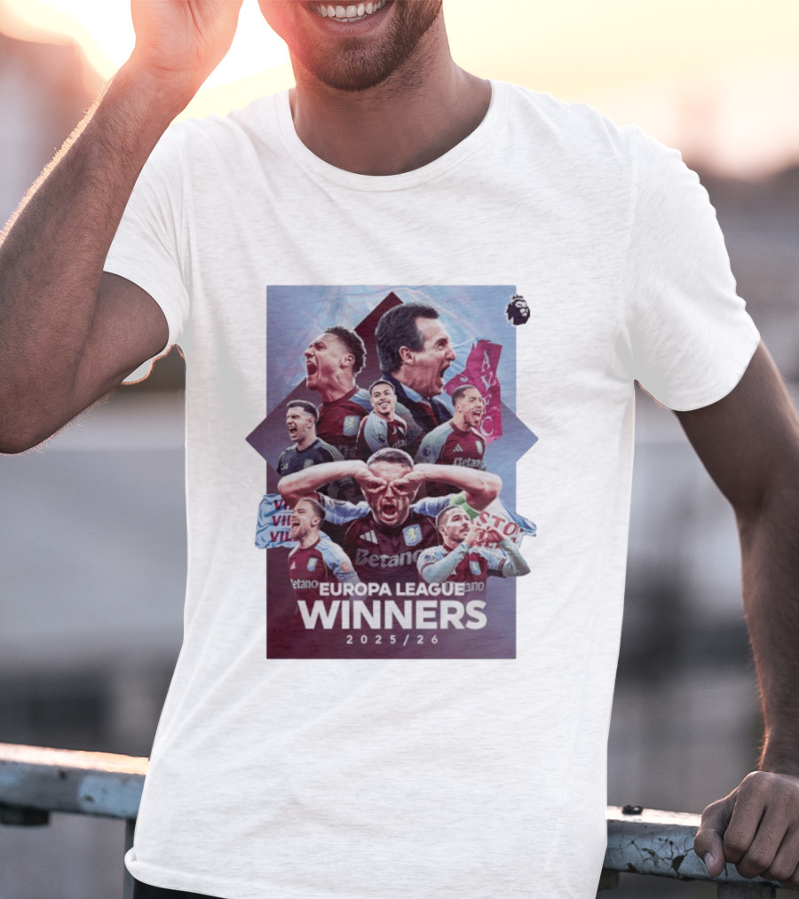 Aston Villa Europa League Champions 2025 2026 Betano Premier League T-Shirt