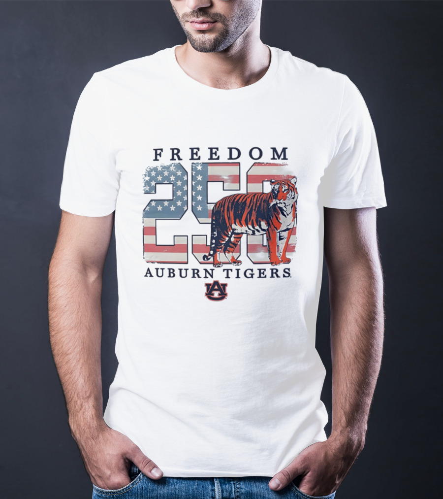 Freedom 250 Auburn Tigers Americana Flag Tiger T-Shirt