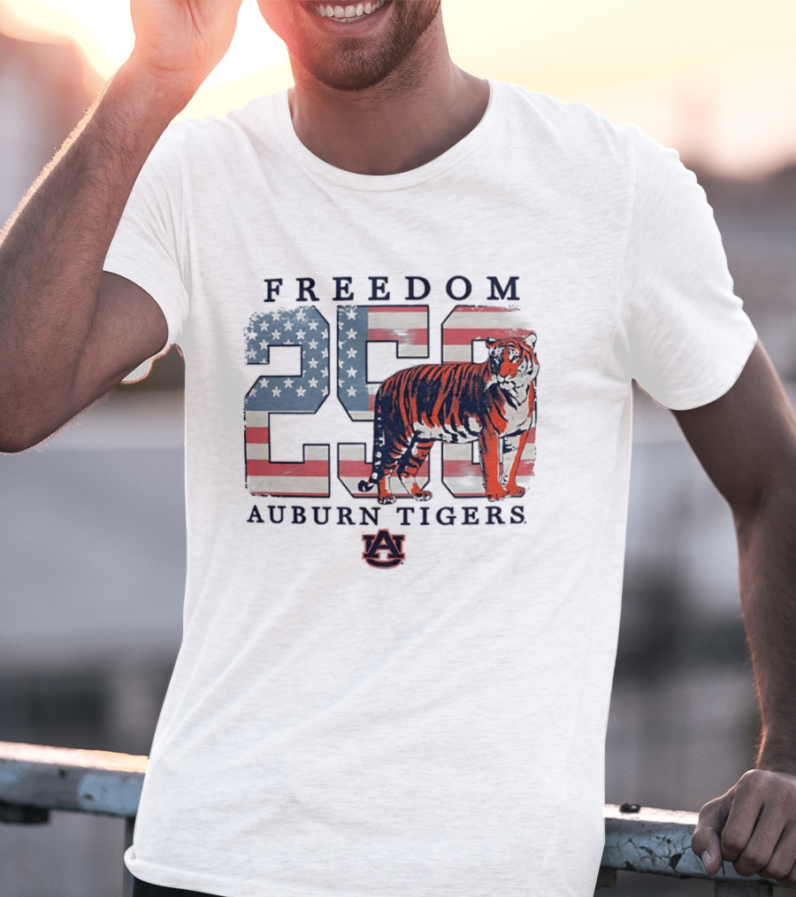 Freedom 250 Auburn Tigers Americana Flag Tiger T-Shirt