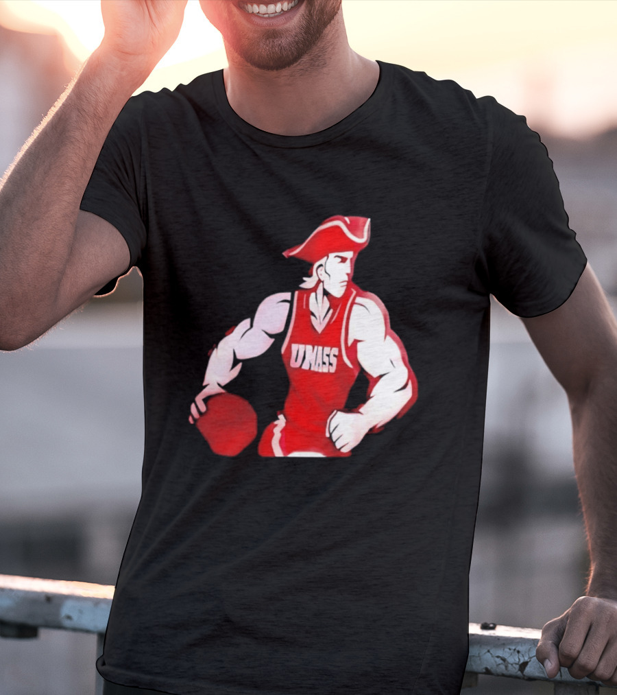 UMass Minutemen Basketball Red Jersey Embroidery T-Shirt