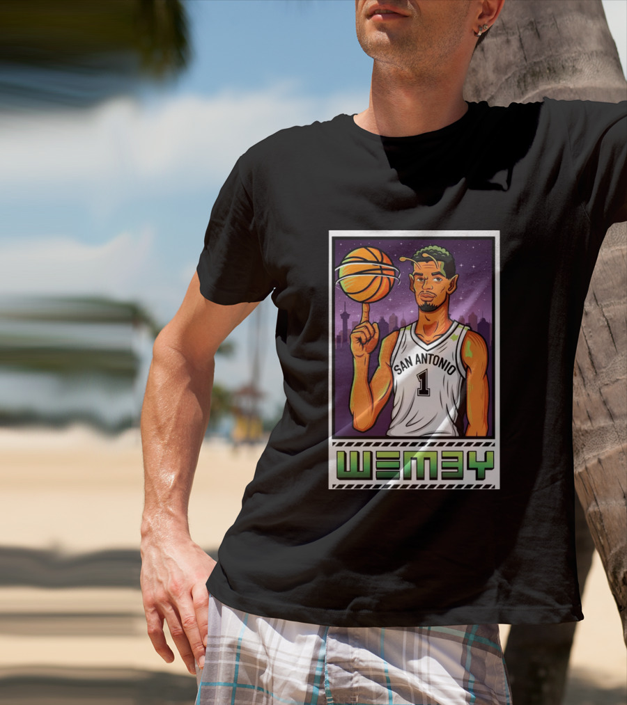 Wembanyama San Antonio Spurs Wemby Giclee Basketball Star Number 1 T-Shirt