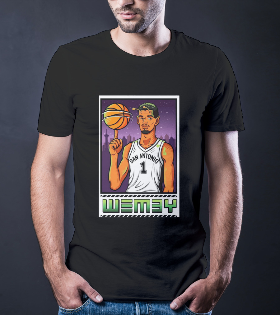 Wembanyama San Antonio Spurs Wemby Giclee Basketball Star Number 1 T-Shirt