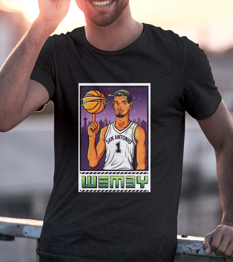 Wembanyama San Antonio Spurs Wemby Giclee Basketball Star Number 1 T-Shirt