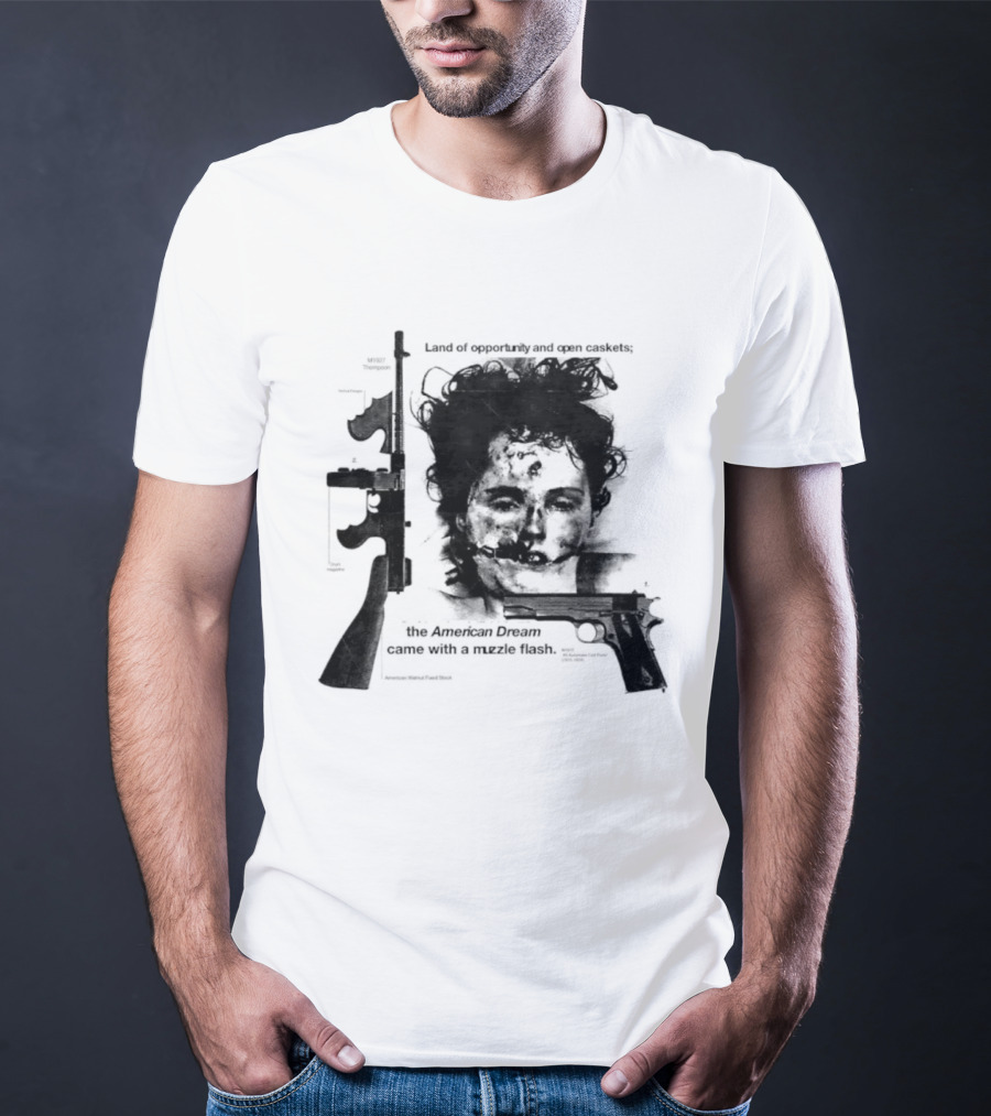 Land Of Opportunity Open Caskets American Dream Muzzle Flash T-Shirt
