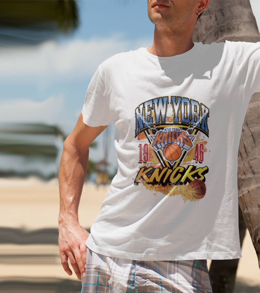 New York Knicks 1946 Basketball On Fire T-Shirt