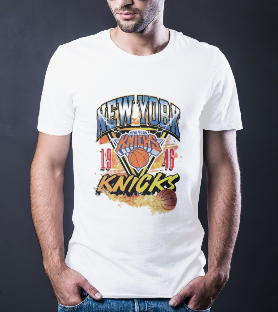 New York Knicks 1946 Basketball On Fire T-Shirt