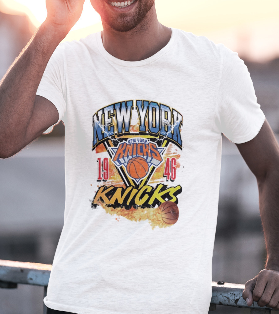 New York Knicks 1946 Basketball On Fire T-Shirt