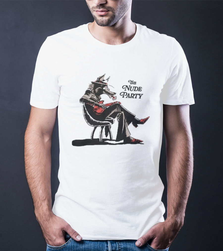 The Nude Party Wolf Playing Electric Guitar T-Shirt