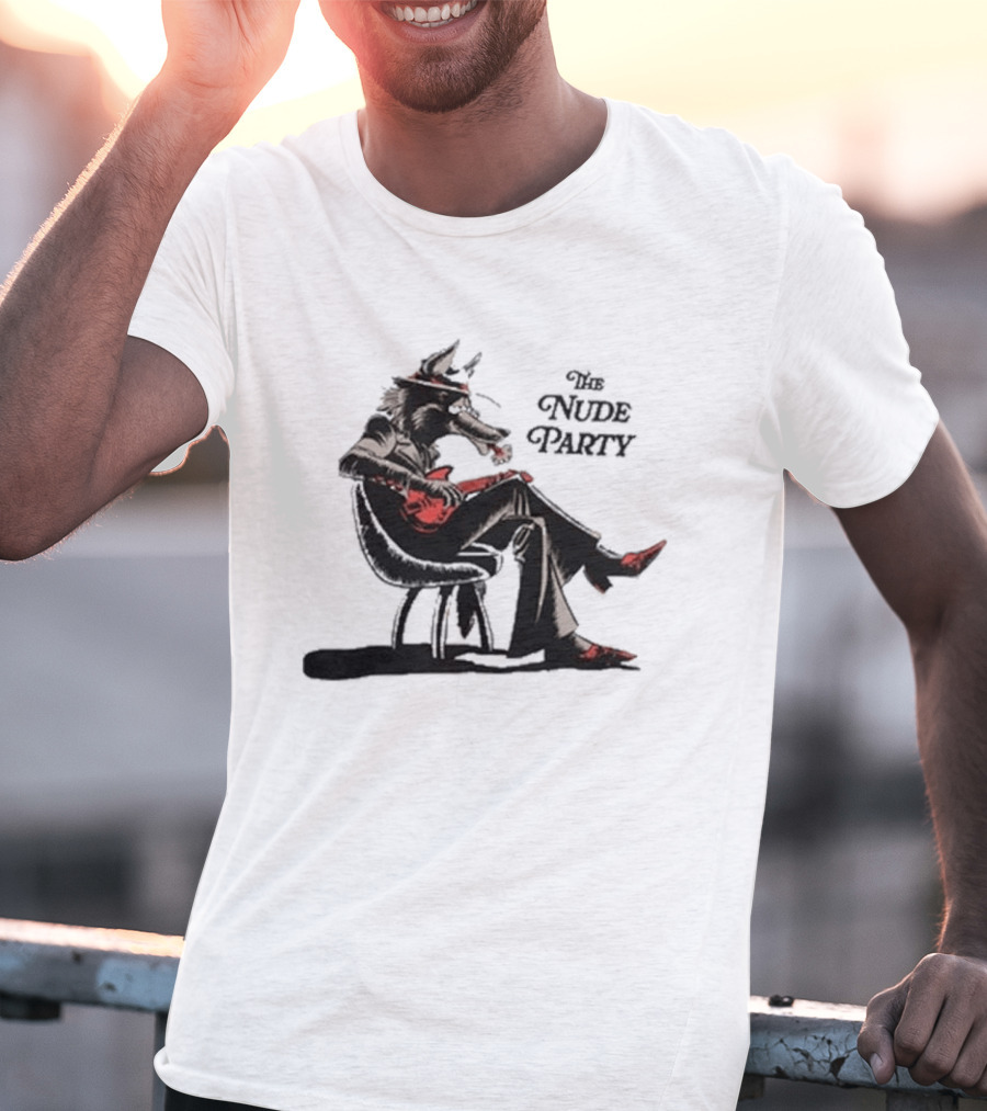 The Nude Party Wolf Playing Electric Guitar T-Shirt