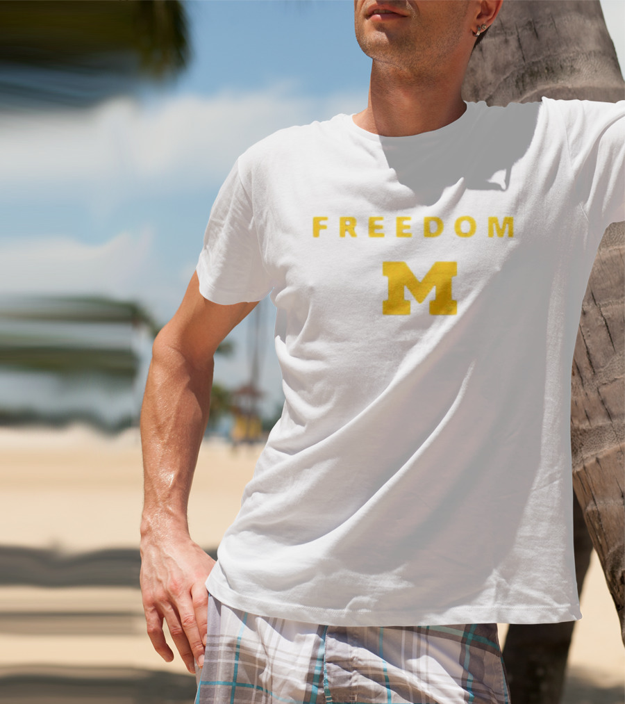 University Of Michigan Freedom M Charlie Kirk 2 Sided T-Shirt