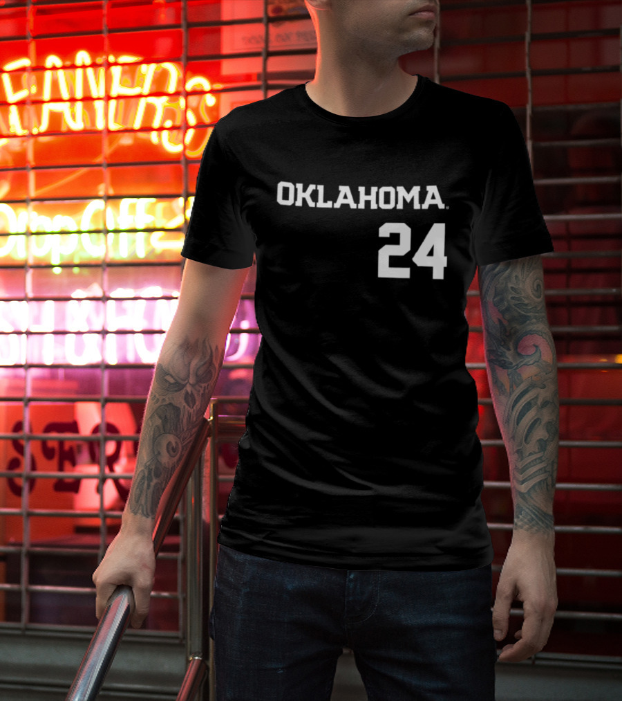 Oklahoma 24 Audrey Lowry Sooners Softball Name And Number Two Sided T-Shirt