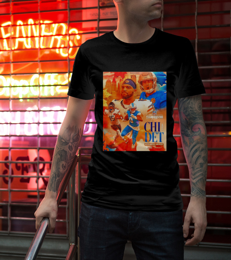 NFL Thanksgiving Day Game Chicago Bears Vs Detroit Lions Nov 26 CBS Sports T-Shirt