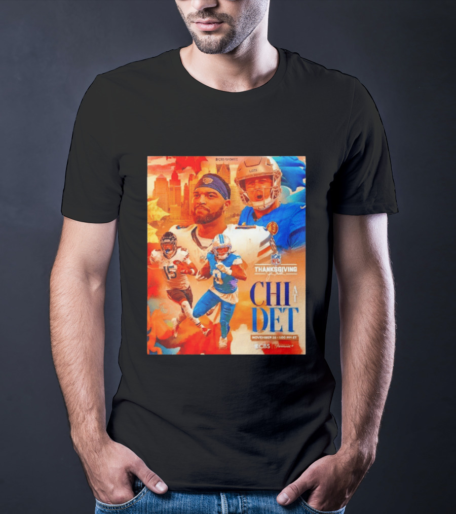 NFL Thanksgiving Day Game Chicago Bears Vs Detroit Lions Nov 26 CBS Sports T-Shirt