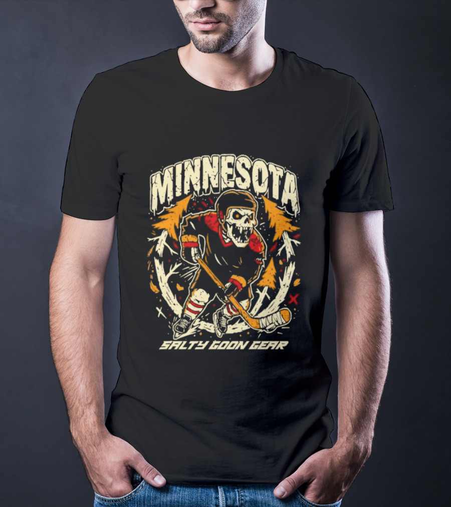 Minnesota Wild Salty Goon Hockey Skeleton T-Shirt