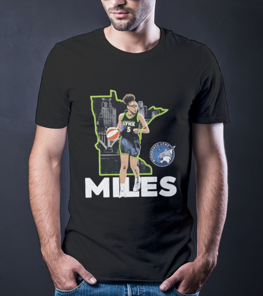 Minnesota Lynx Olivia Miles Basketball Skyline Map T-Shirt