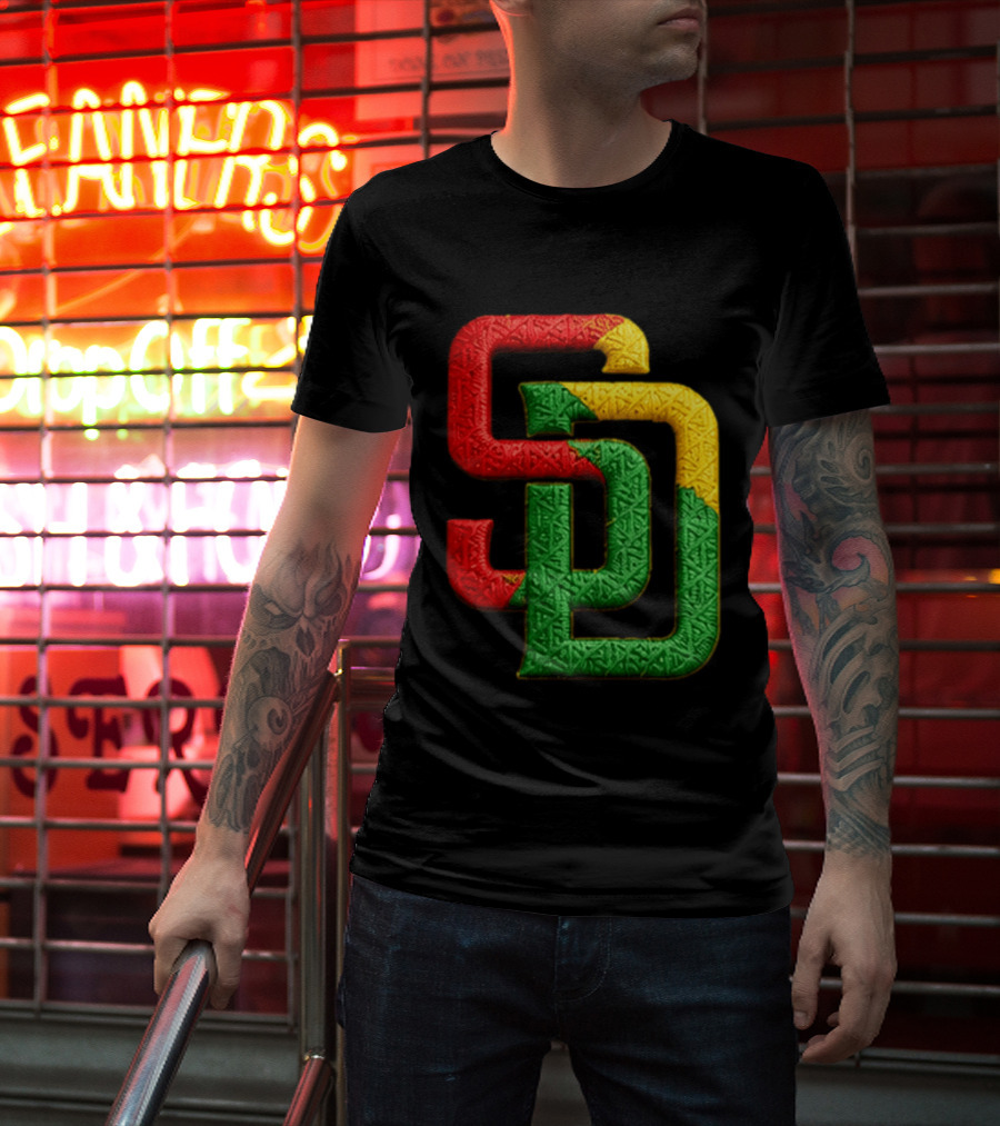 Padres African American Heritage 2026 Giveaway SD Red Gold Green T-Shirt