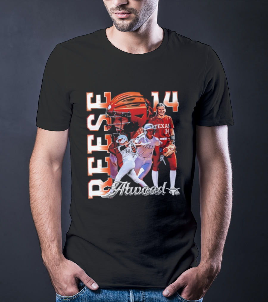 Reese Atwood 14 Texas Longhorns Softball Player White Uniform And Red Helmet T-Shirt