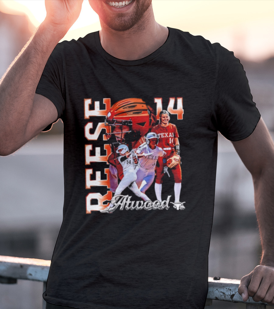 Reese Atwood 14 Texas Longhorns Softball Player White Uniform And Red Helmet T-Shirt