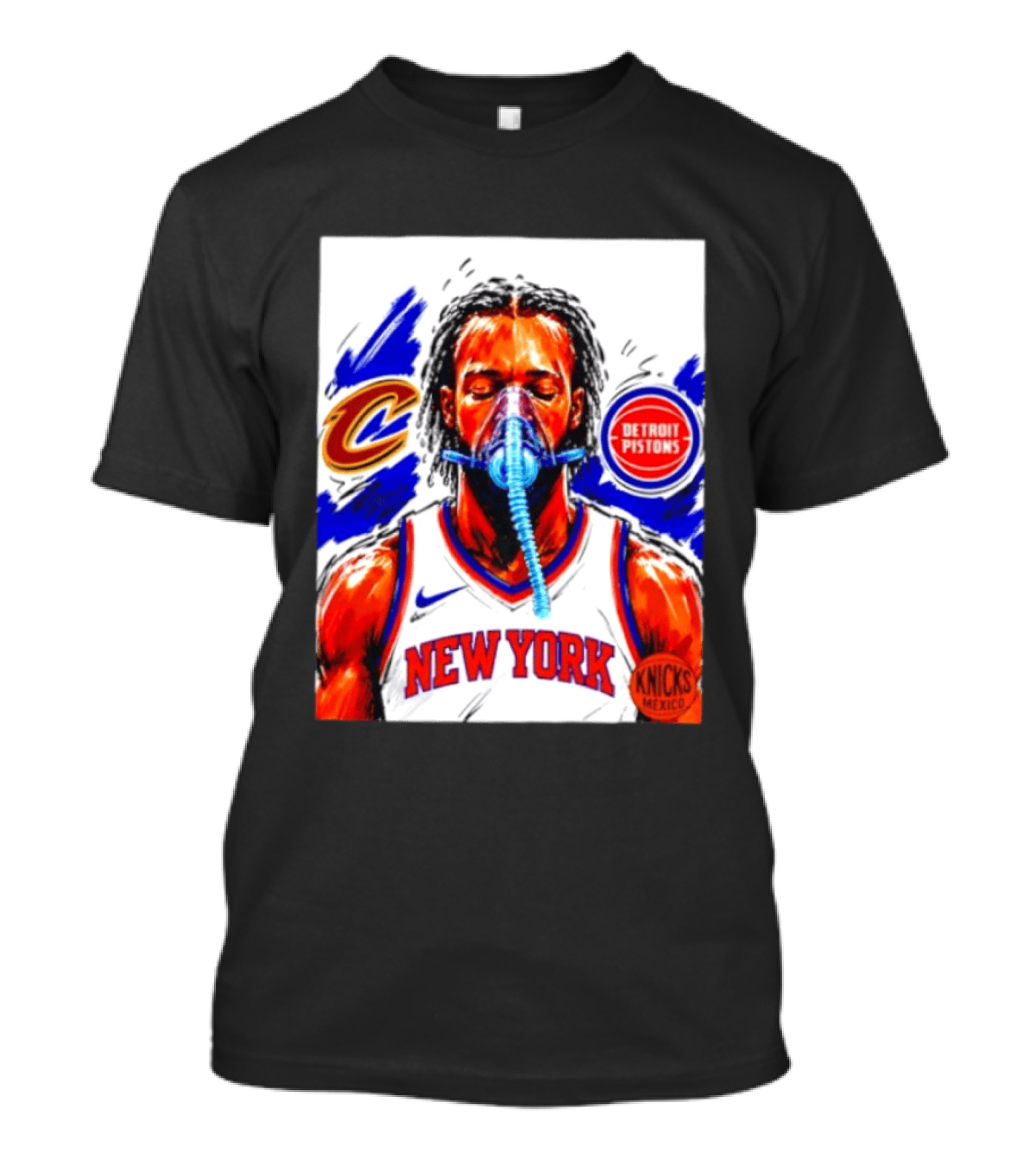 New York Knicks Jalen Brunson Vs Detroit Pistons Cleveland Cavaliers Matchup Knicks Mexico T-Shirt