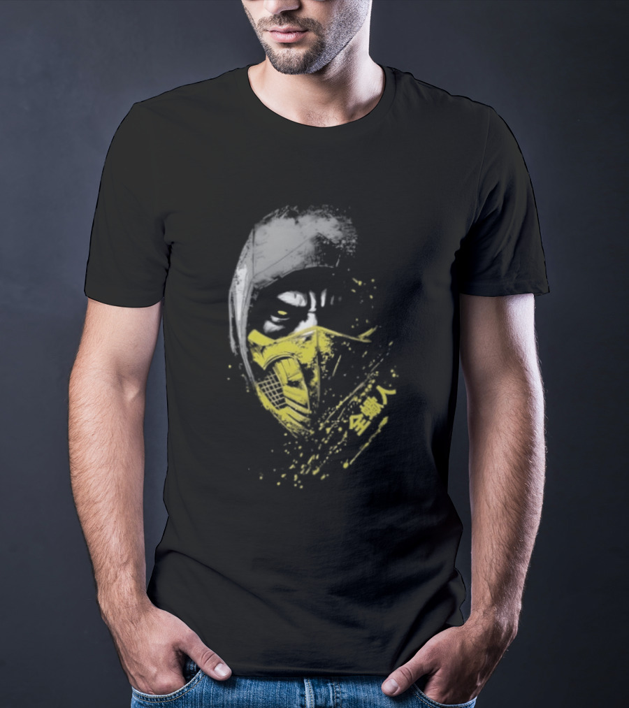 Scorpion Get Over Here Mortal Kombat Classic Yellow Mask T-Shirt