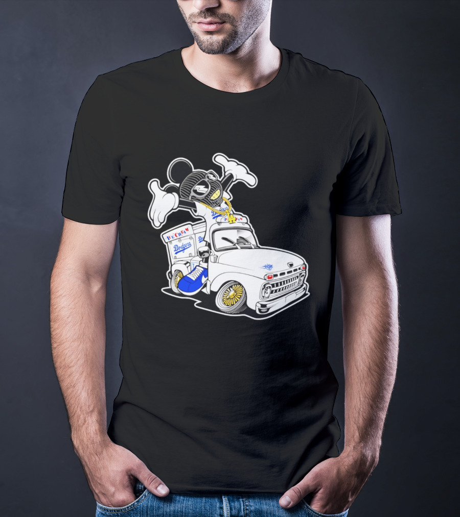 Los Angeles Dodgers Mickey Ice Cream Truck Sneaker Chain T-Shirt