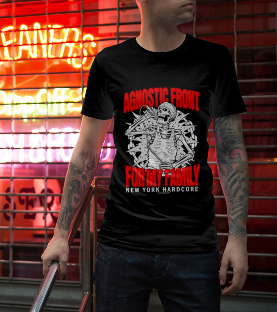 Agnostic Front Skeleton For My Family New York Hardcore T-Shirt