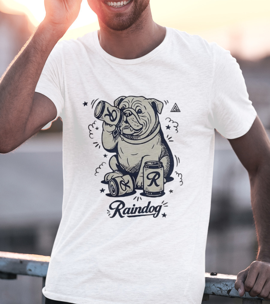 Raindog Bulldog Drinking R Can T-Shirt