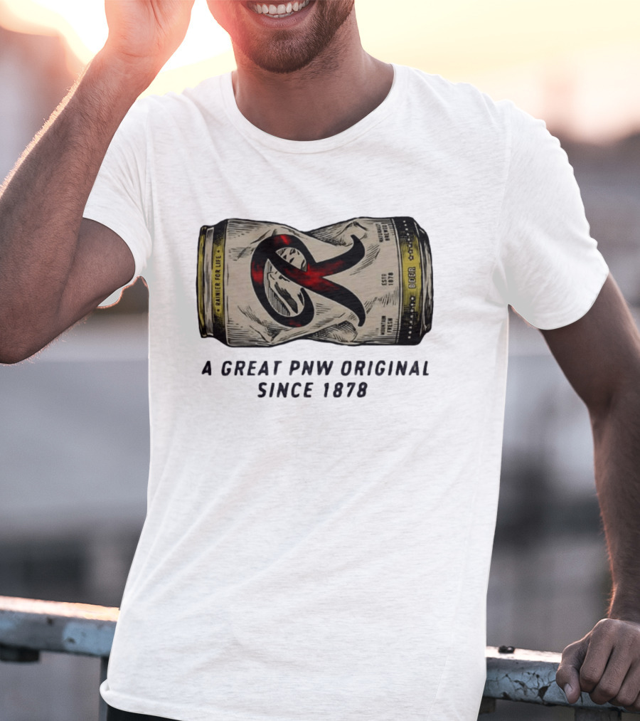Rainier Beer Crushed Can A Great PNW Original Rainier For Life Since 1878 T-Shirt
