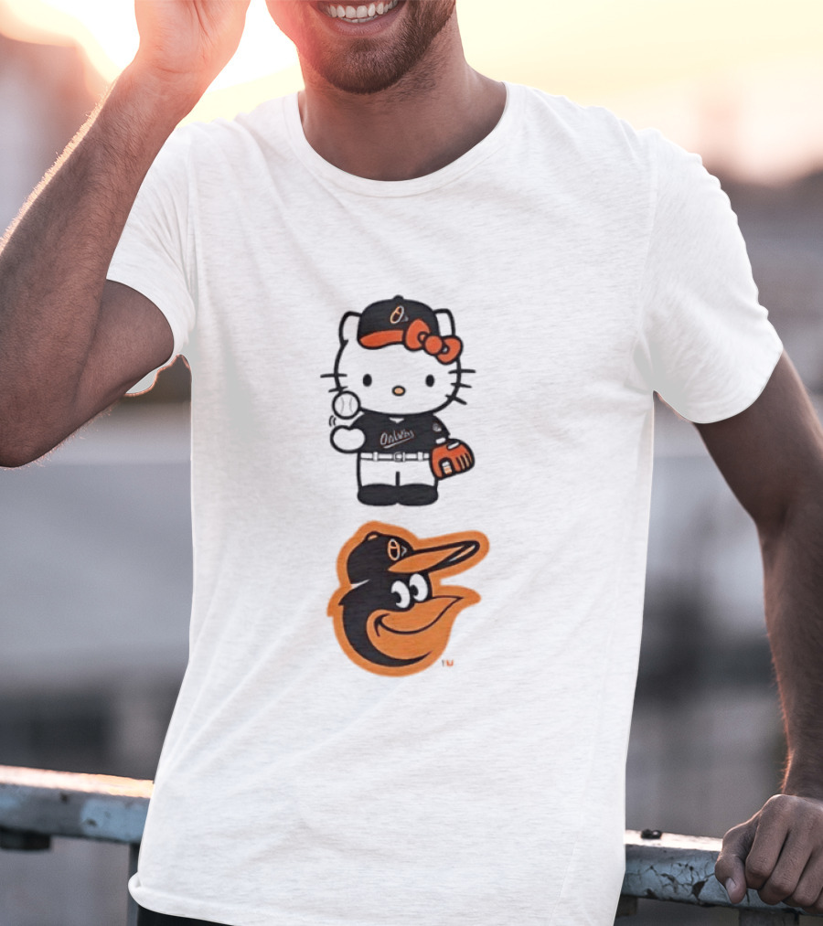 Hello Kitty Baltimore Orioles Baseball Fan Merchandise T-Shirt