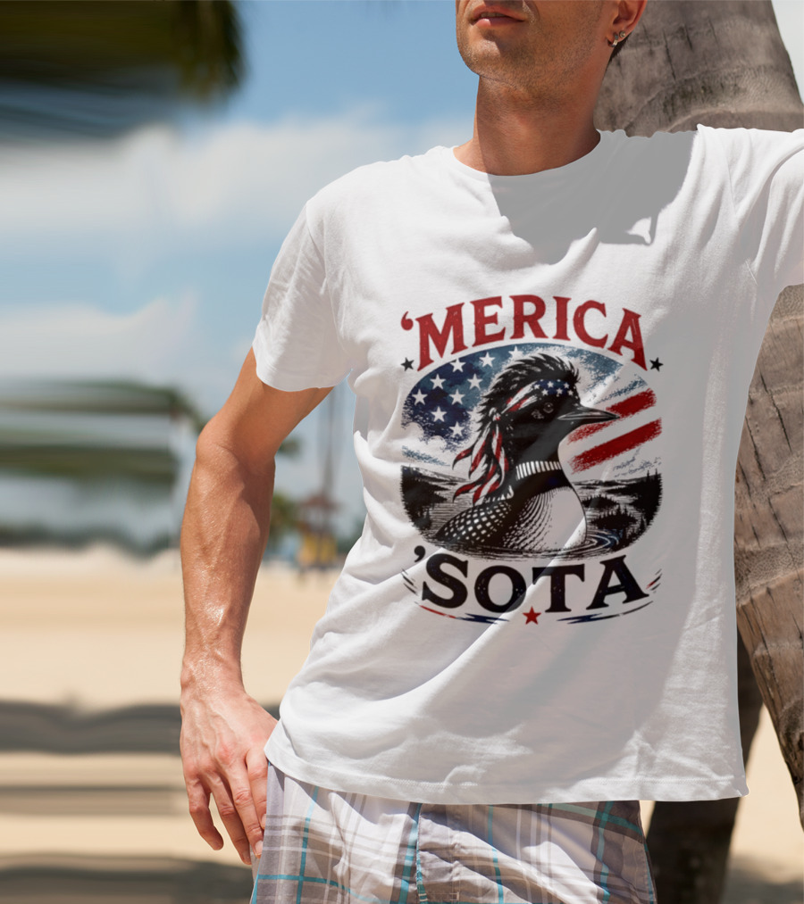 Merica 'Sota Loon Stars Stripes American Flag T-Shirt