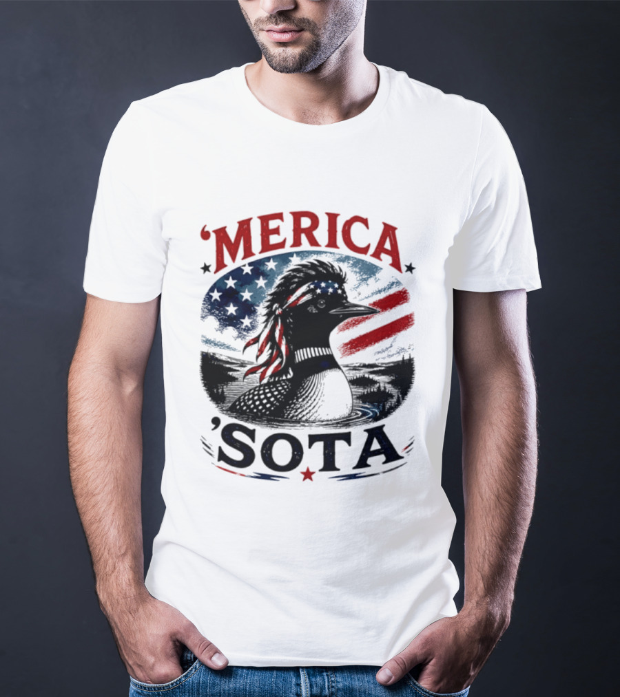 Merica 'Sota Loon Stars Stripes American Flag T-Shirt