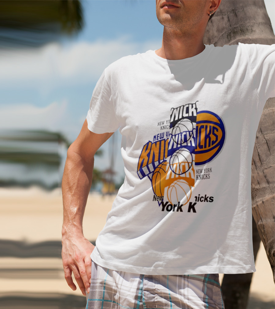 New York Knicks Basketball Collage Fragmented T-Shirt