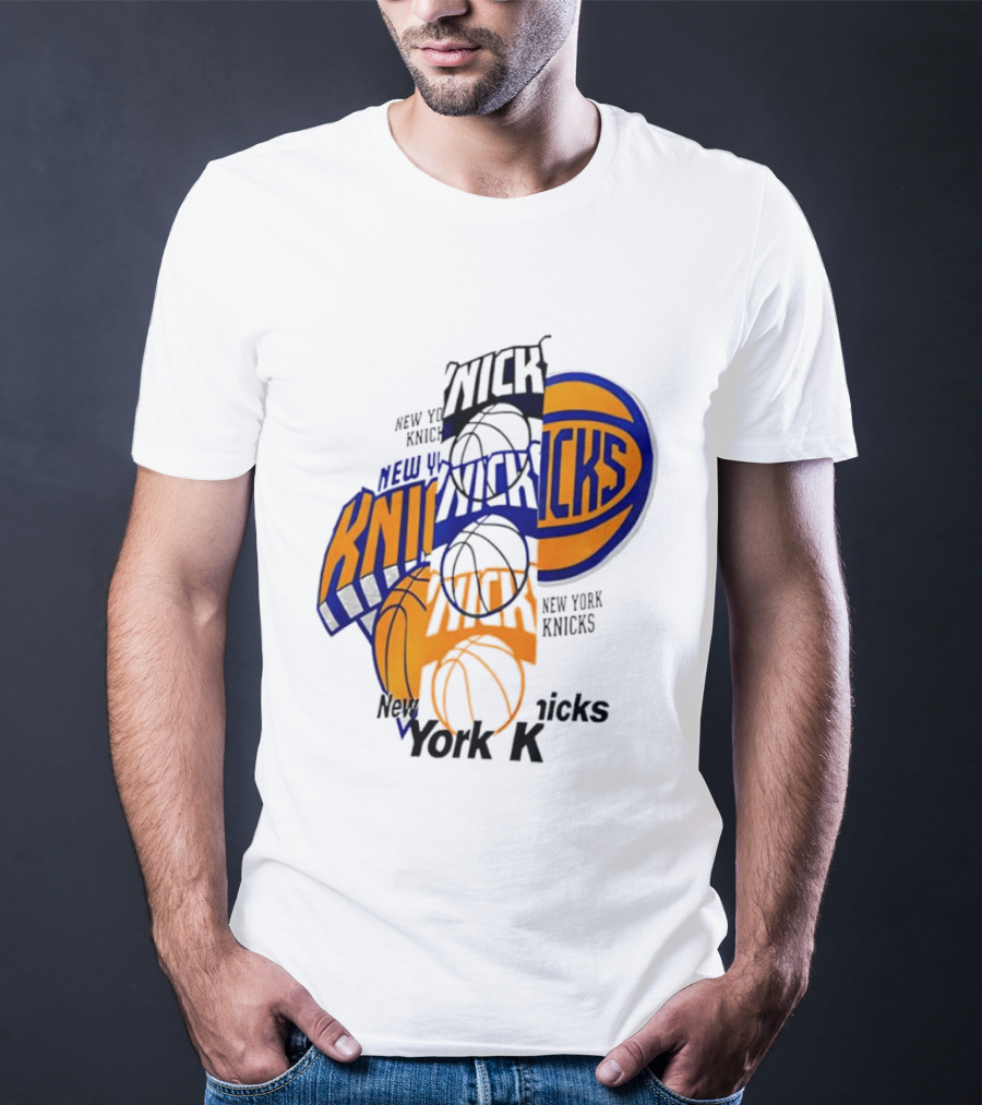 New York Knicks Basketball Collage Fragmented T-Shirt