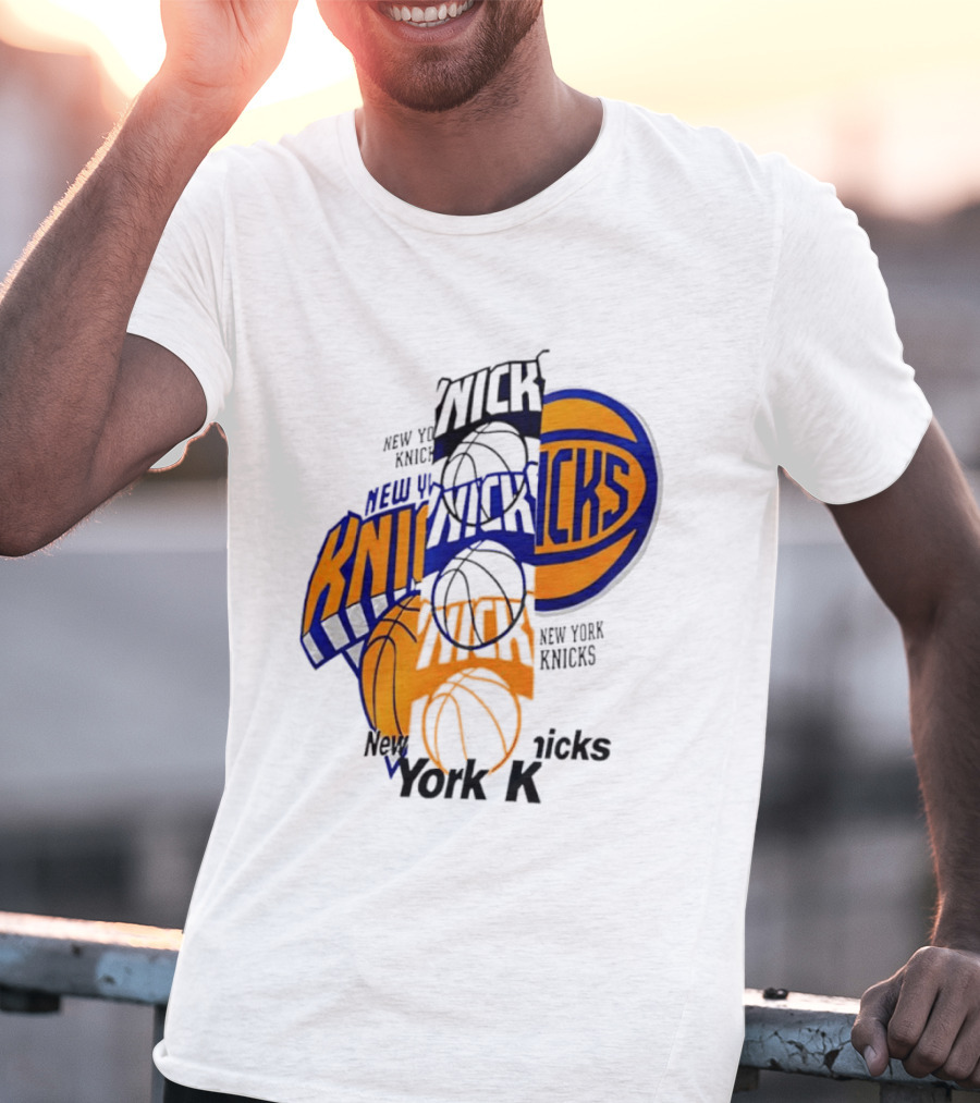 New York Knicks Basketball Collage Fragmented T-Shirt