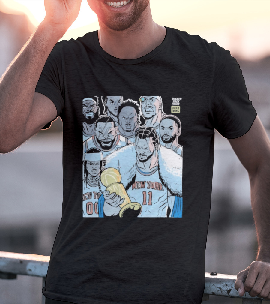 New York Knicks Anime Basketball Players 2026 Championship Trophy T-Shirt