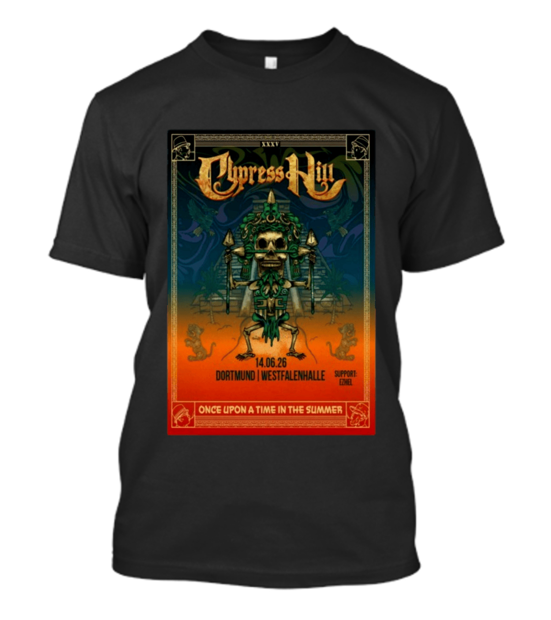 Cypress Hill XXXV Dortmund Westfalenhalle 14.06.26 Support E7hel Once Upon A Time In The Summer Skeleton Warrior T-Shirt