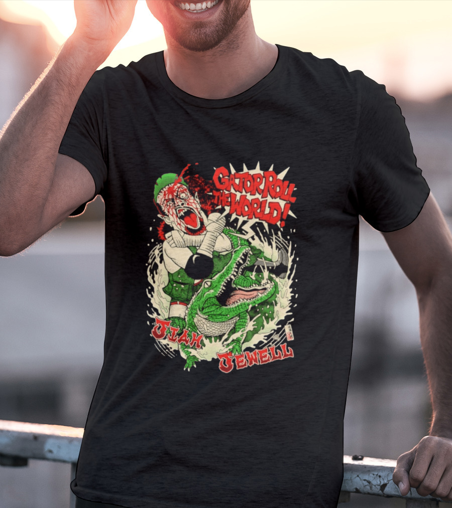Gator Roll The World Jiah Jewell Wrestling Alligator Comic T-Shirt