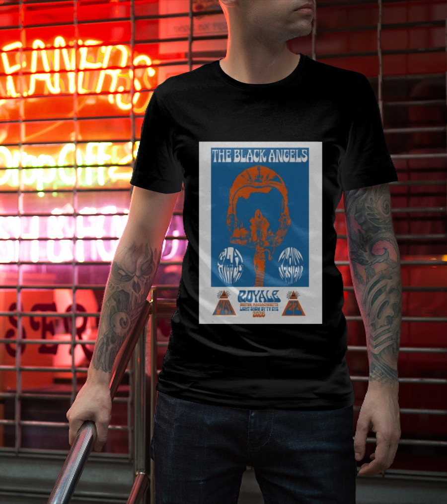 The Black Angels Royale Boston MA May 22 2026 Light Show By TV Eye Psychedelic Helmet T-Shirt