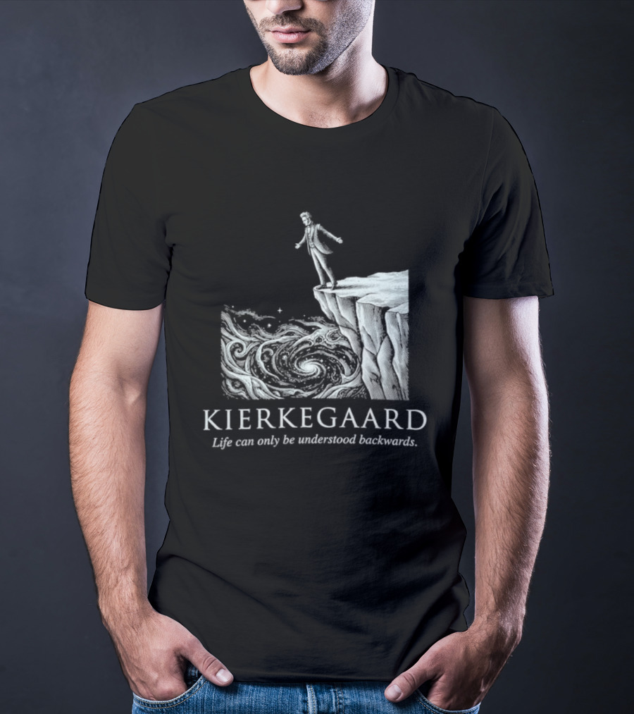 Kierkegaard Life Can Only Be Understood Backwards Cliff Edge T-Shirt
