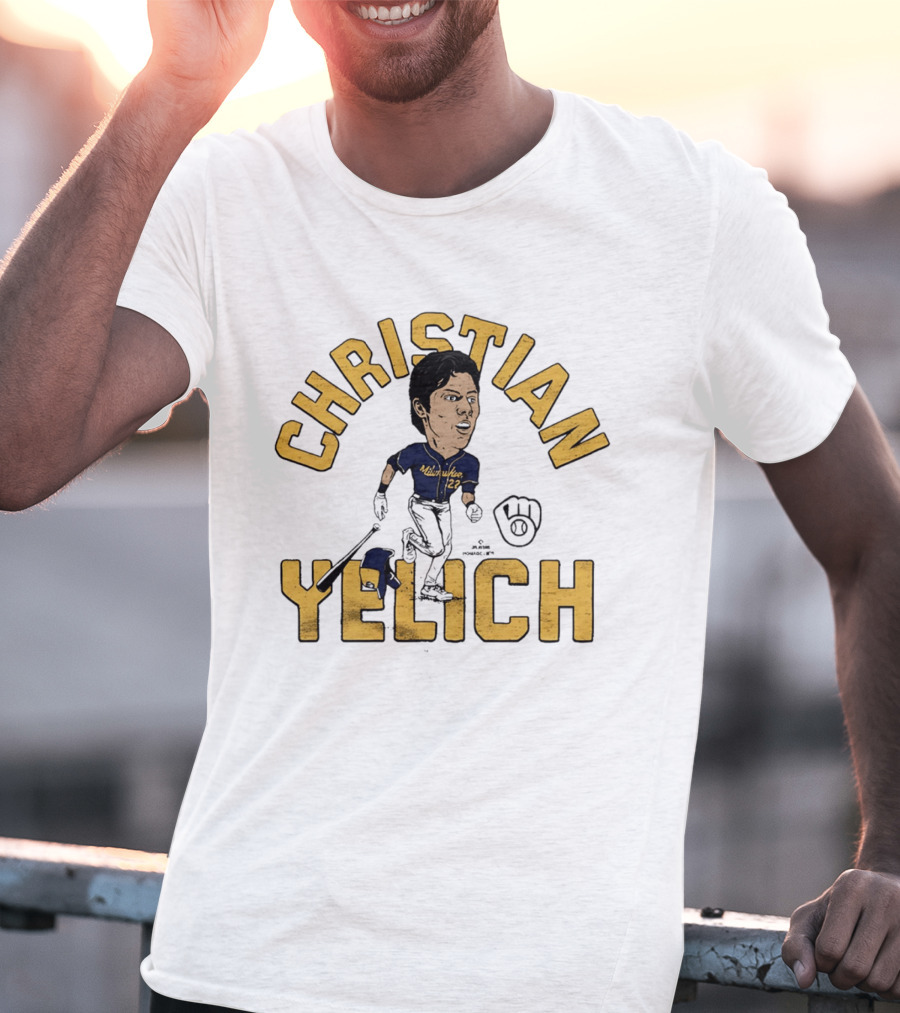Christian Yelich Milwaukee Brewers Caricature Tri Blend T-Shirt
