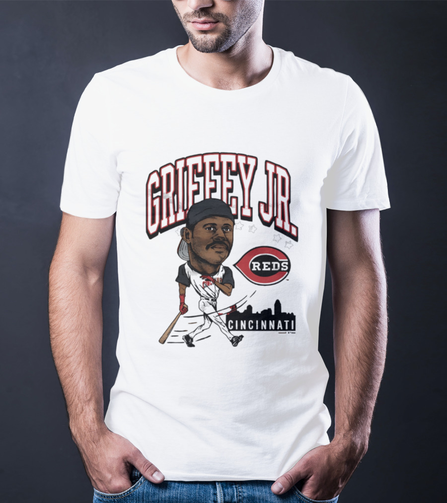 Cincinnati Reds Griffey Jr Caricature Tri Blend T-Shirt