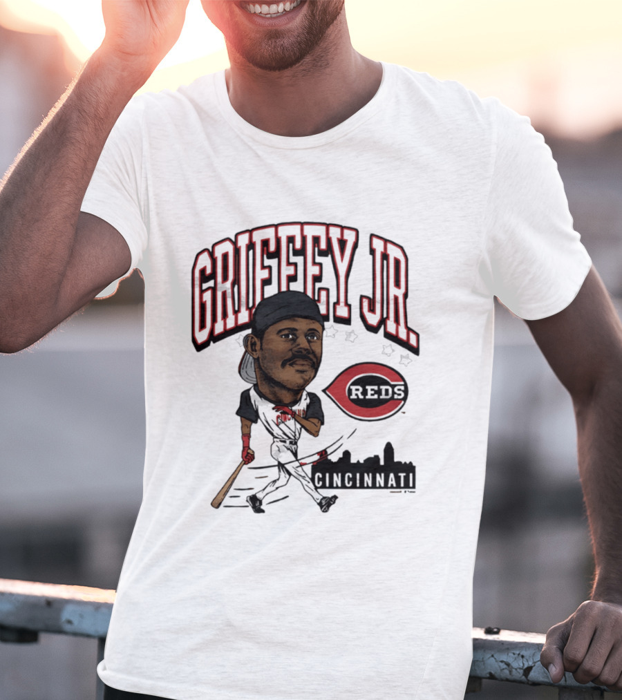 Cincinnati Reds Griffey Jr Caricature Tri Blend T-Shirt